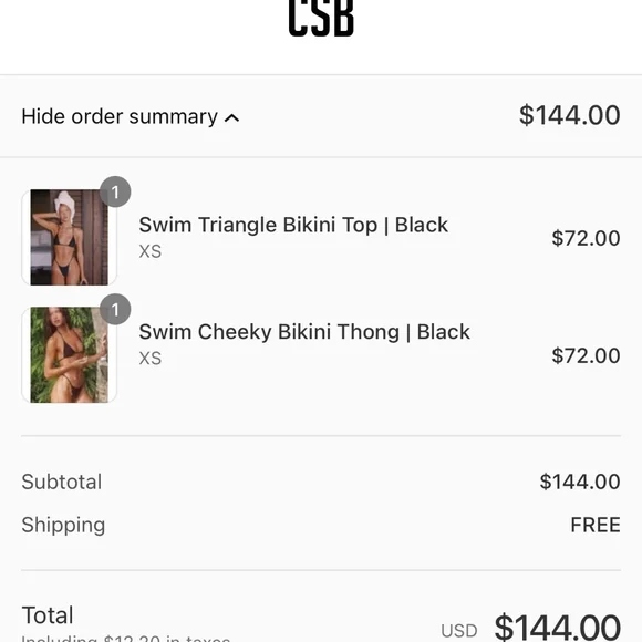 CSB Black Triangle Bikini Top and Cheeky Thong Set - Picture 8 of 8